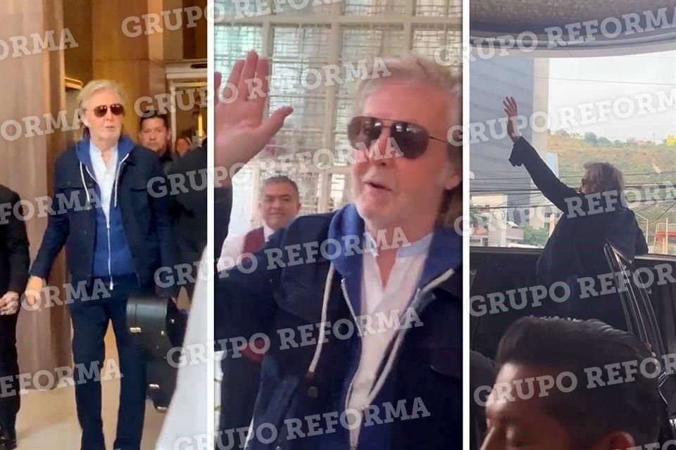 Paul McCartney sale del hotel Safi Metropolitan, en San Pedro, para dirigirse al Estadio de Rayados, donde ofrecerá esta noche su concierto.