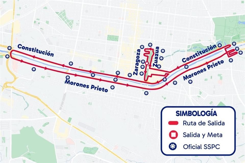 El cierre en la zona de Macroplaza será por la carrera de Adidas.