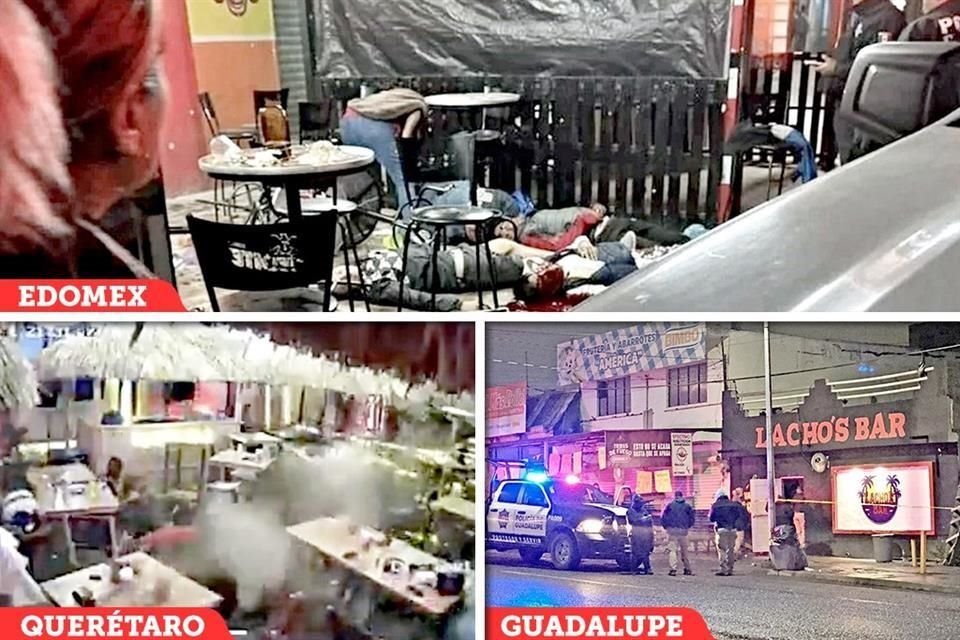 En bares de Cuautitlán Izcalli, Edomex, y en Querétaro se registraron masacres el domingo y el sábado, respectivamente. En enero se dio otra en 'Lacho's Bar', en Guadalupe.