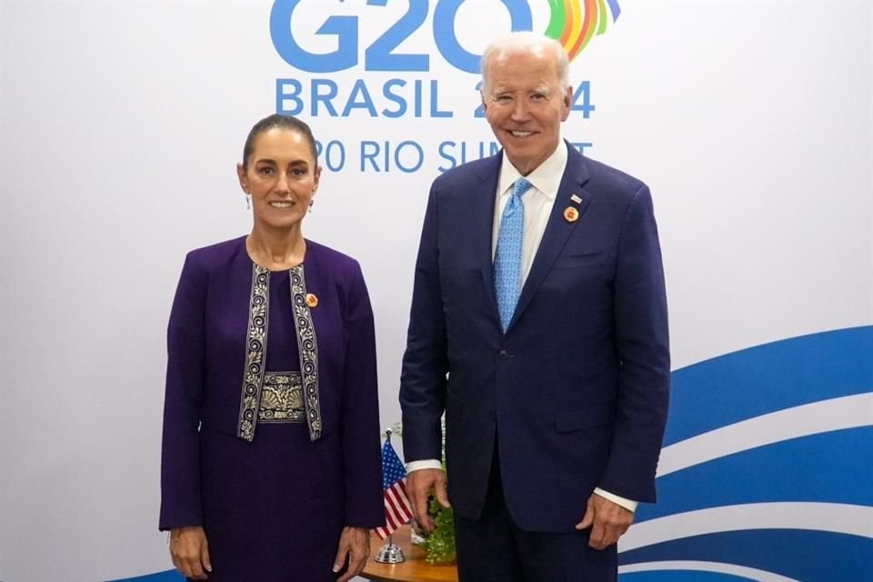 Claudia Sheinbaum y Joe Biden en la Cumbre del G20 en Brasil.