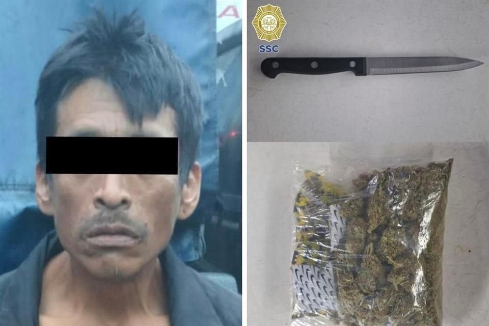 El hombre tenía consigo un cuchillo y 200 gramos de mariguana.