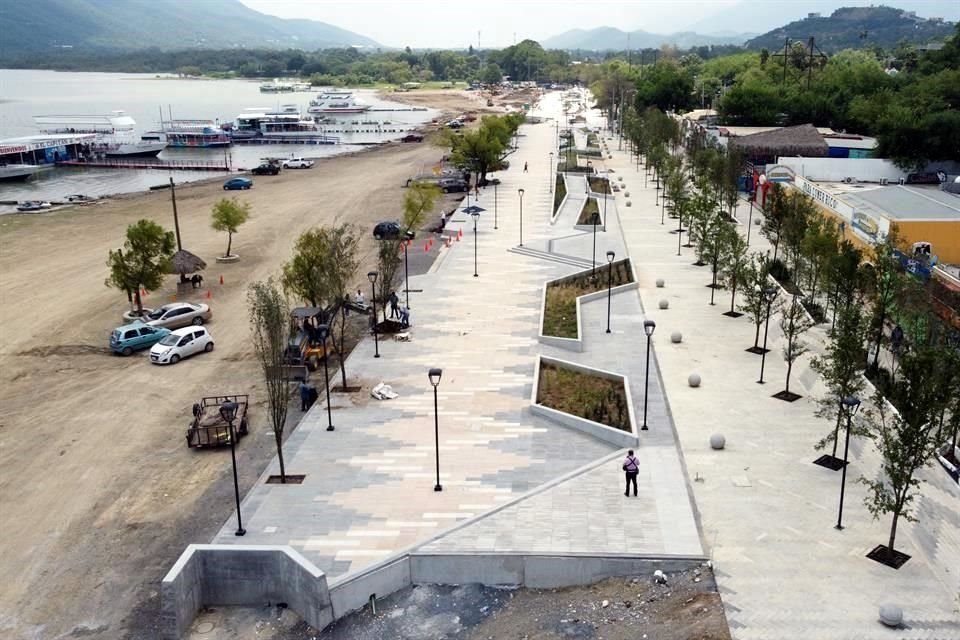 El malecón de la Presa La Boca lleva un avance del 90 por ciento, y se prevé que se termine el 15 de agosto.