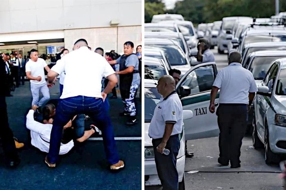 Taxistas sindicalizados han bloqueado avenidas en Cancún y hasta golpeado al jefe de seguridad del aeropuerto para impedir el servicio de Uber.