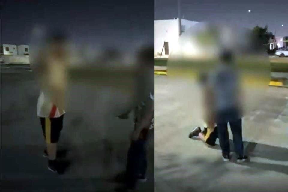 Testigos captaron cuando el niño de 11 años, portando una navaja, amagó a otro menor, la noche del domingo, en Apodaca.
