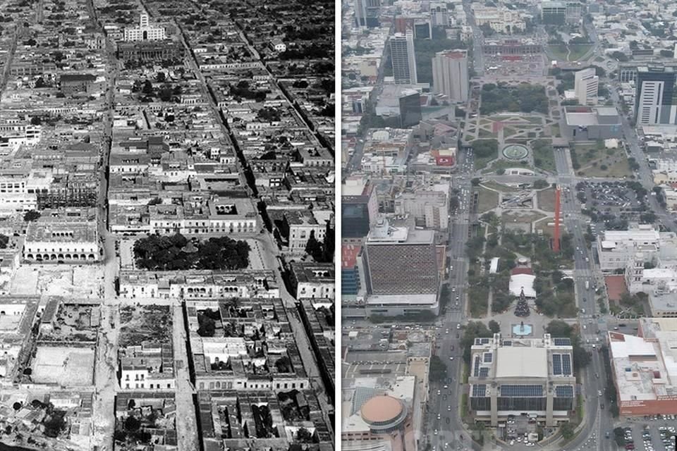 Así se veían las manzanas que desaparecieron del Centro de Monterrey para dar paso a la Macroplaza.