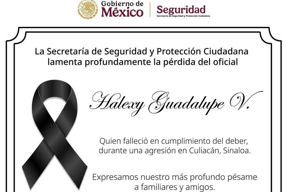 Un agente de investigación de la Secretaría de Seguridad y Protección Ciudadana fue ejecutado en Culiacán, informó García Harfuch.