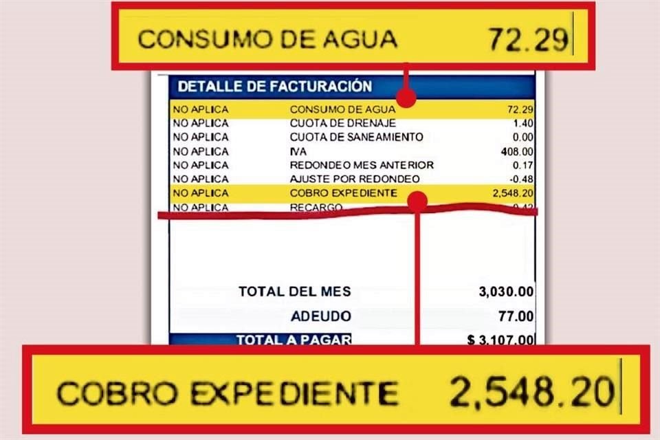 Usuarios de Apodaca, Guadalupe, Escobedo y San Nicolás reportan la aparición de un 'Cobro Expediente' en sus recibos de AyD.