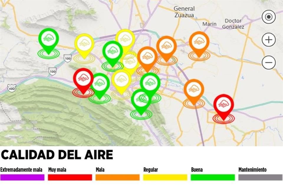 Santa Catarina y Cadereyta reportaron muy mala calidad del aire.