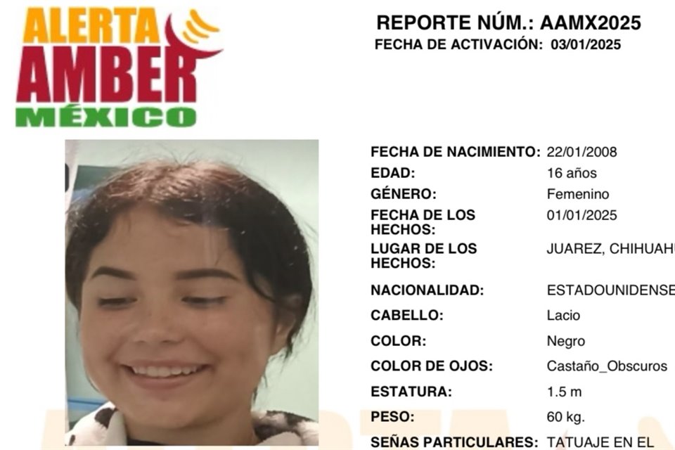 Ariana Ellen, de 16 años, fue localizada en Jalisco tras ser reportada como desaparecida el pasado 4 de enero, en Chihuahua.