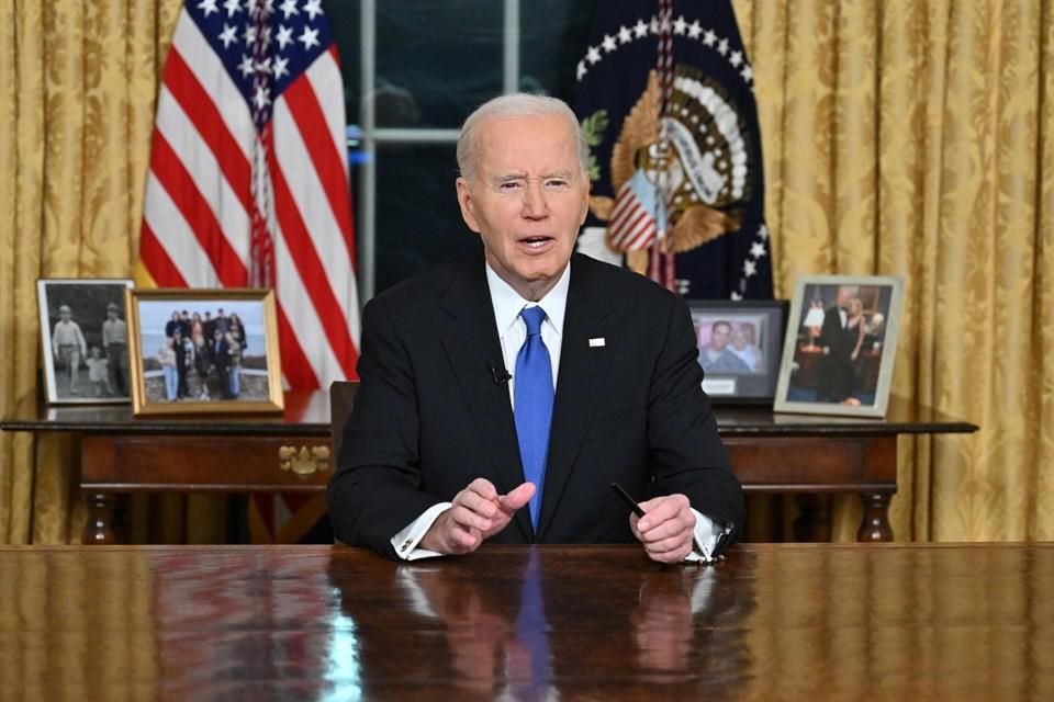 El Presidente de Estados Unidos, Joe Biden, da un discurso desde la Oficina Oval, el 15 de enero del 2025.