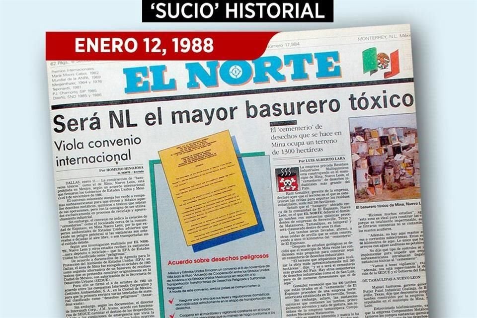 En 1988, fue advertido el envío de residuos tóxicos a Nuevo León y a la empresa Zinc Nacional.