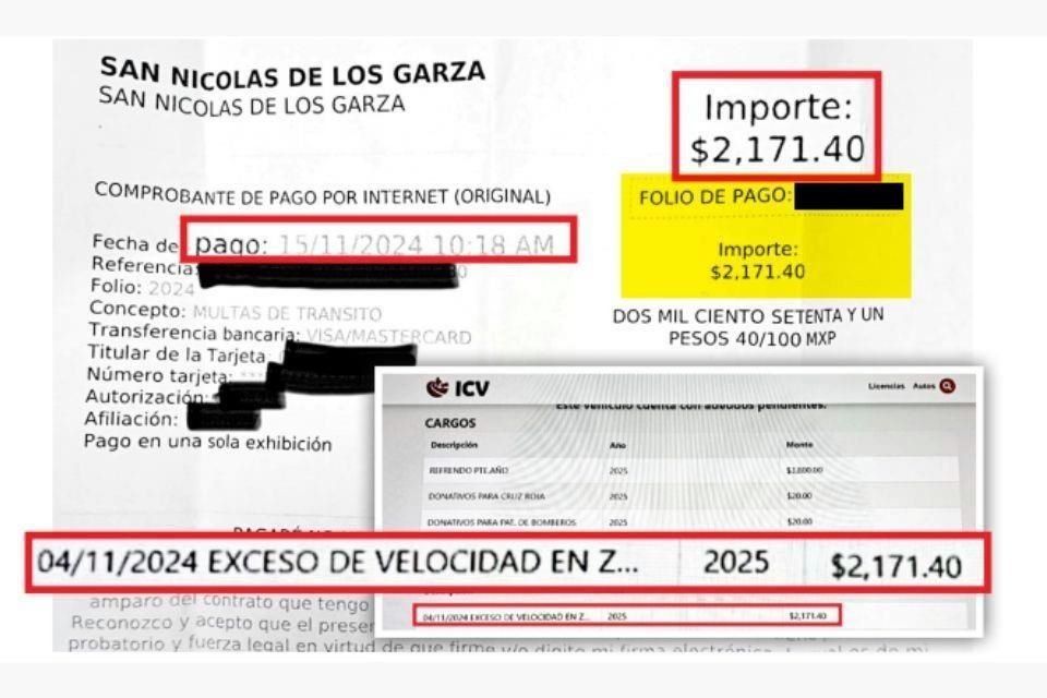 Aunque el contribuyente pagó en noviembre la multa por exceso de velocidad en San Nicolás, en el registro del Instituto de Control Vehicular seguía apareciendo en enero.