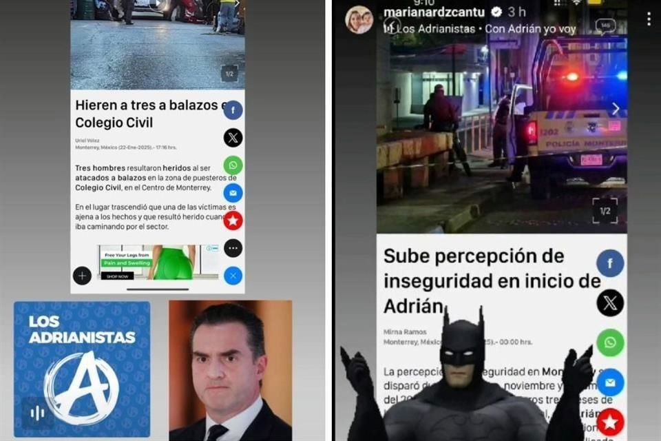 Mariana Rodríguez, esposa del Gobernador Samuel García, se burló del Alcalde regio Adrián de la Garza en sus redes sociales.