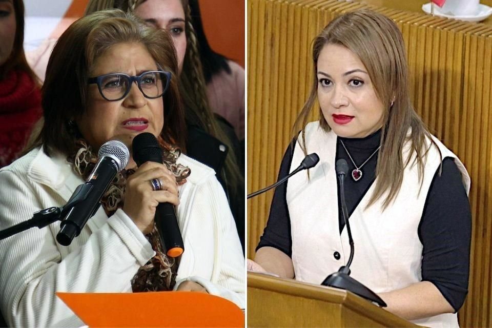 Sandra Pámanes, vicecoordinadora de la bancada de Movimiento Ciudadano (izq) y Armida Serrato, Diputada local del PRI.