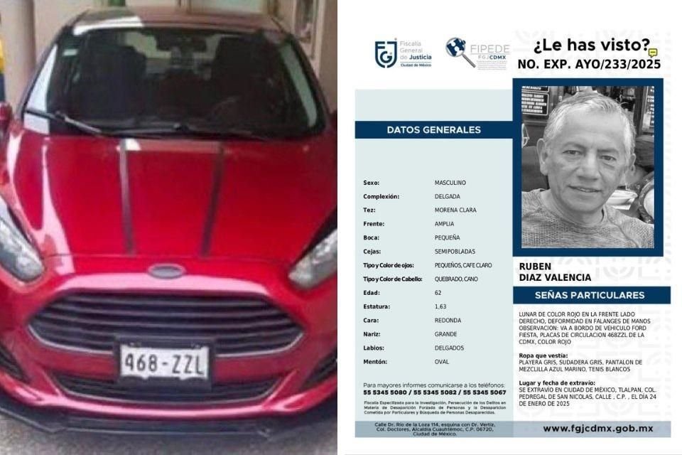 Rubén Díaz Valencia conducía un Ford Fiesta rojo y la última ubicación que registró fue en la Calle Dzemul.