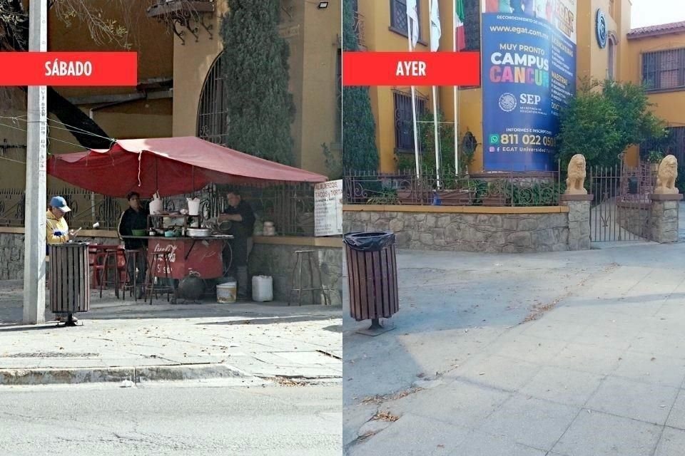 MADERO Y VENUSTIANO CARRANZA En este cruce, a un puesto de comidas ya no se le permitió instalarse.