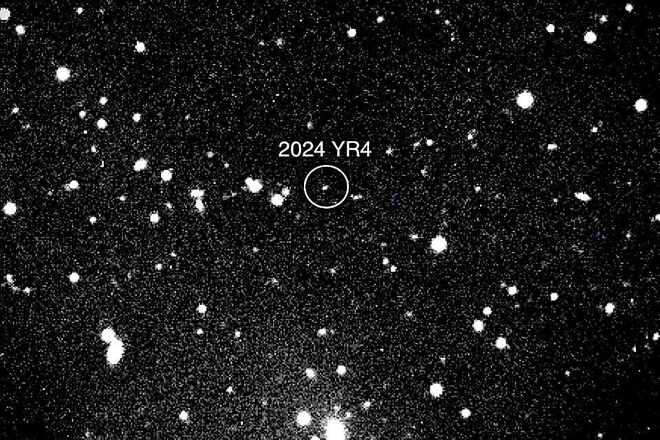 Imagen de la NASA del asteroide 2024 YR4, observado por el telescopio Magdalena Ridge en el Instituto de Tecnología de Nuevo México.