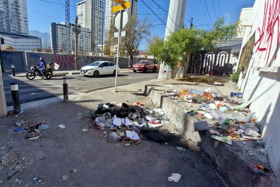 Montones de basura lucen en varios tramos de la calle Washington.