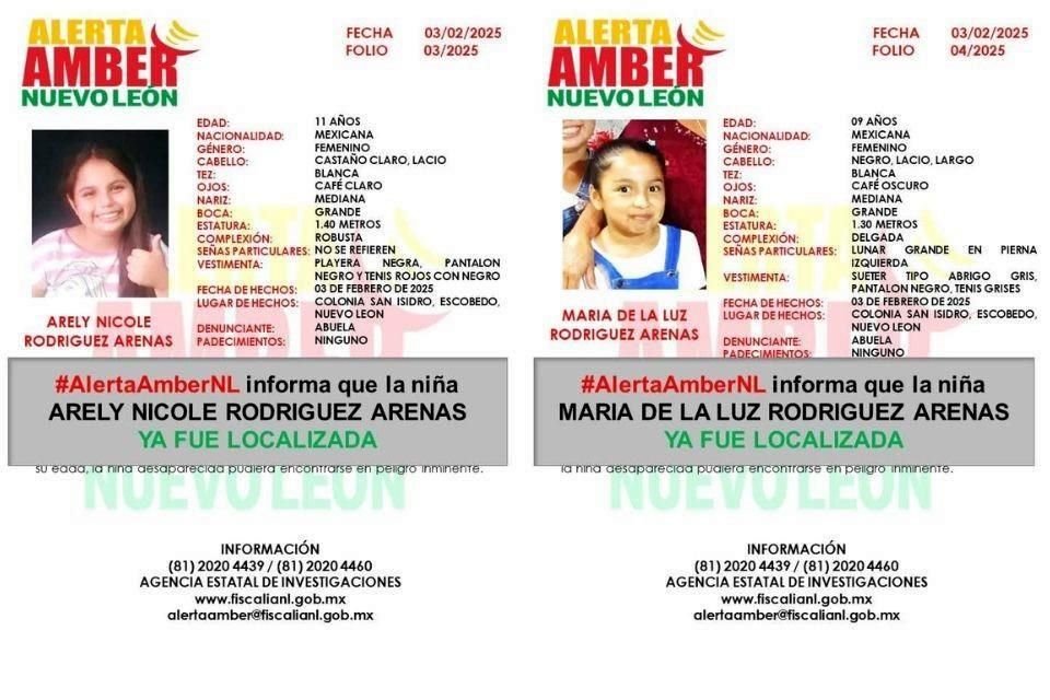 Tras confirmar su aparición, la Agencia Estatal de Investigaciones desactivó la Alerta Amber.