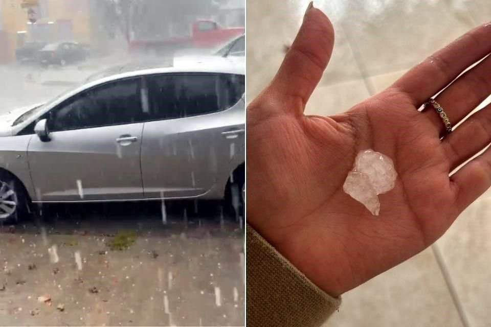 Habitantes de la Colonia Bosques de Linda Vista reportaron la caída de granizo.