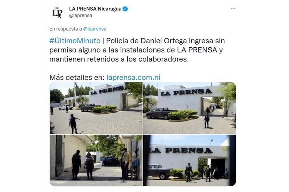 La Policía de Nicaragua allanó el diario opositor La Prensa, un día después de que suspendieran su circulación por bloqueo de insumos.