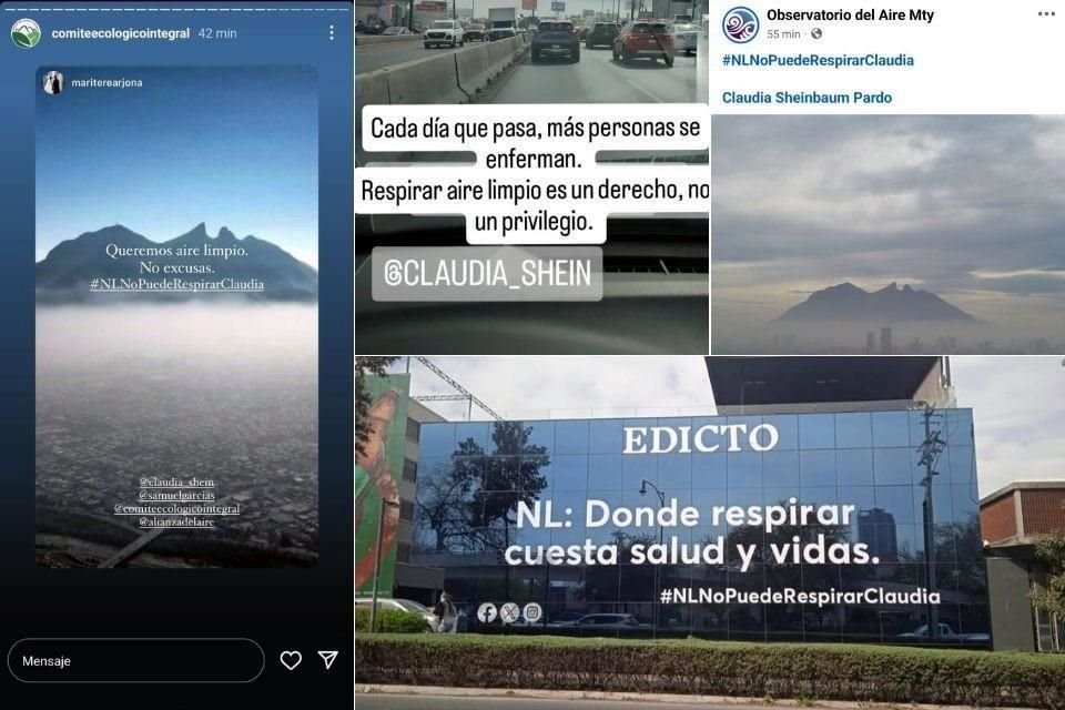 Para protesta en redes sociales, regios utilizan el hashtag #NLNoPuedeRespirarClaudia.