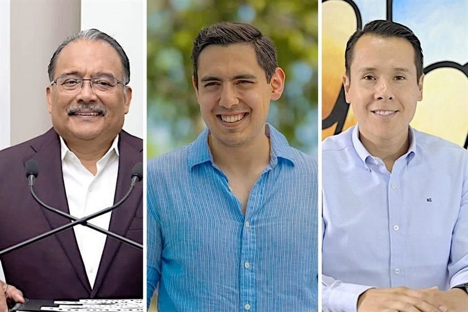 Andrés Mijes, Alcalde de Escobedo (izq. a der.);  César Garza Arredondo, Alcalde de Apodaca, y Daniel Carrillo, Alcalde de San Nicolás.