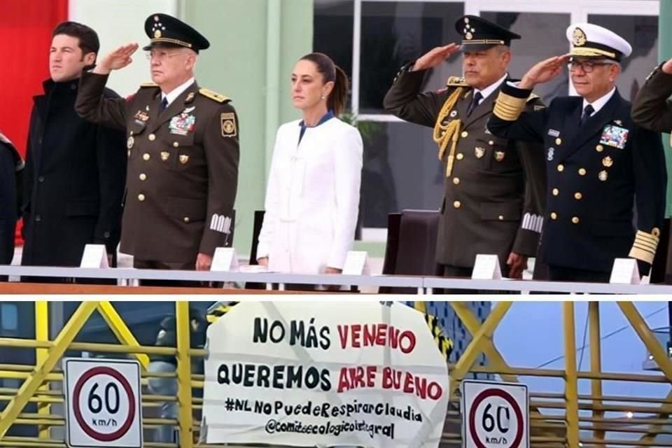 La Presidenta Claudia Sheinbaum no hizo comentario sobre temas dentro del contexto local de Nuevo León durante su discurso en el Regimiento Militar de Cerralvo.