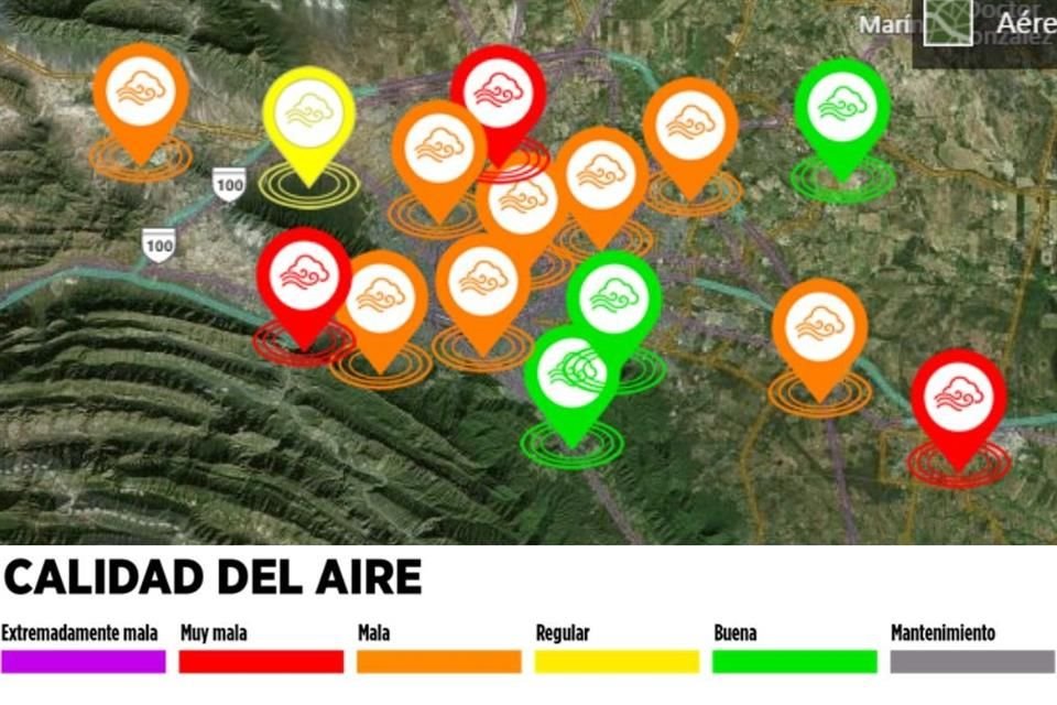 La Ciudad vuelve a registrar altos índices de contaminación, principalmente en los municipios de Santa Catarina y Cadereyta.