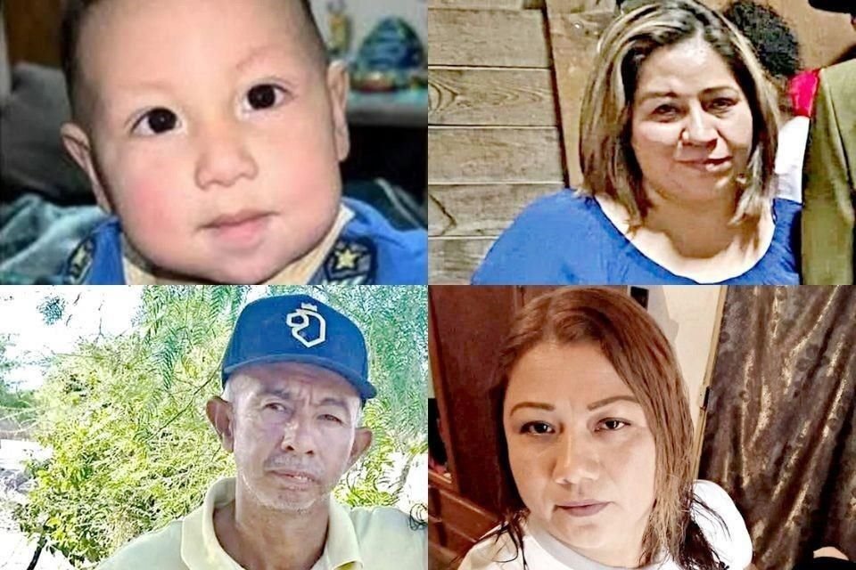 Elian Mateo Salazar García, de 10 meses; Alicia, de 42 años, abuela del bebé; Édgar, de 54, su pareja, y Laura, amiga de la mujer.