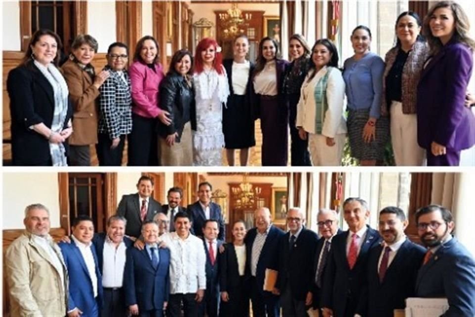 Integrantes de la Conago celebraron las gestiones de Sheinbaum ante Trump; en las imágenes, los Gobernadores en una reunión sobre IMSS Bienestar que tuvo lugar la víspera en Palacio Nacional.