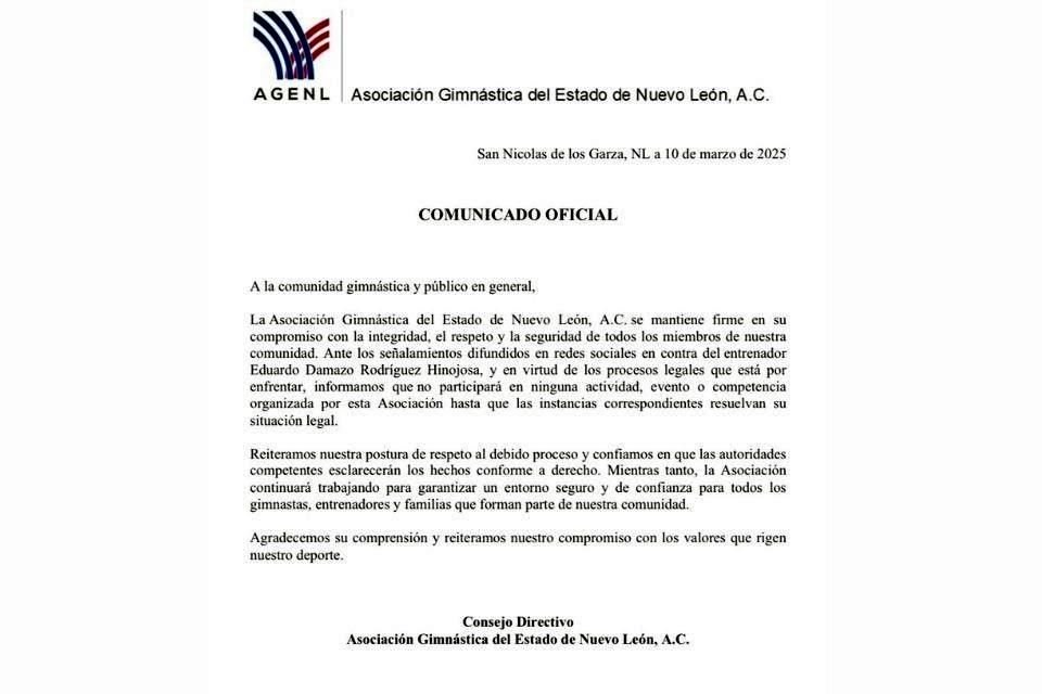 En un comunicado, la Asociación dijo que están comprometidos con el debido proceso y con que las autoridades competentes investiguen los hechos.