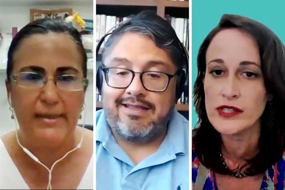 Adriana Sánchez, del Colegio Nezaldi; Marco Fernández, de México Evalúa y Tec de Monterrey; y Sandrine Molinard, de Consejo Cívico.