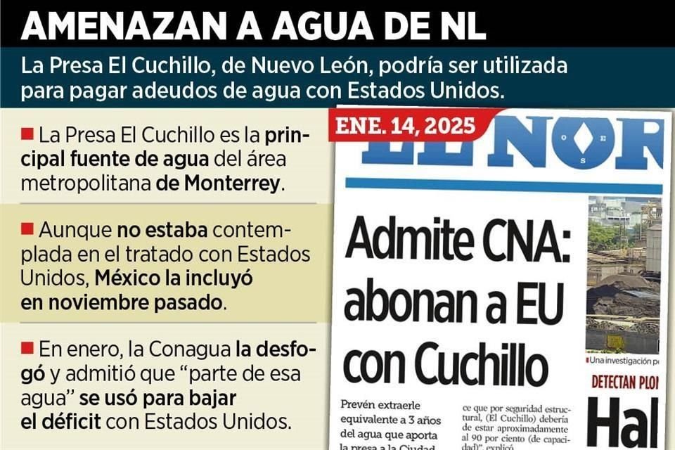 La Presa El Cuchillo, de Nuevo León, podría ser utilizada para pagar adeudos de agua con Estados Unidos.