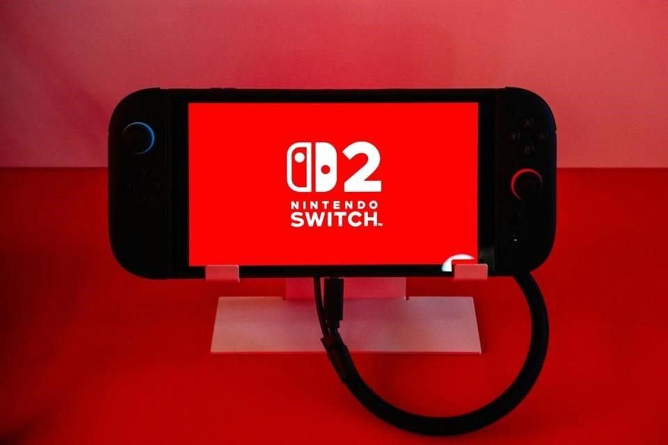 Shows a Nintendo Switch 2 video-game console system of Japanese video-game company Nintendo.