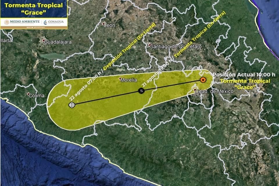 La tormenta tropical 'Grace' se ubica a 40 km de la CDMX.