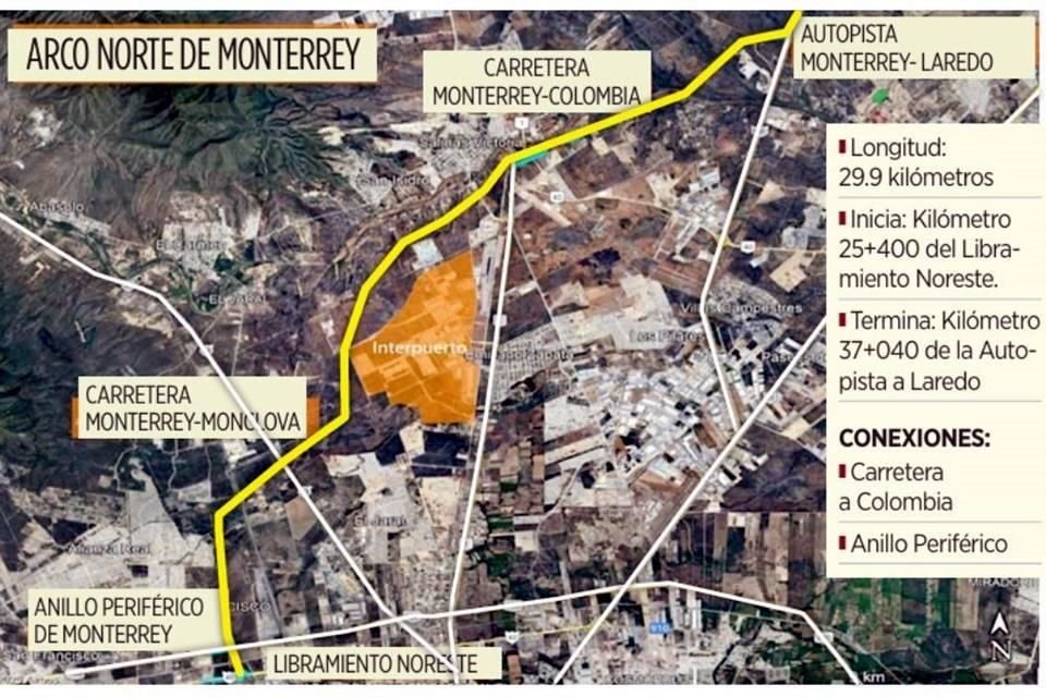 Este es el trazo proyectado por el Gobierno del Estado para el Arco Norte.