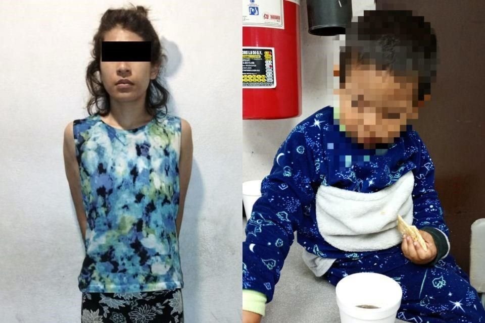La detenida fue identificada como Lluvia de 23 años y el pequeño de dos años fue identificado como Efraín.