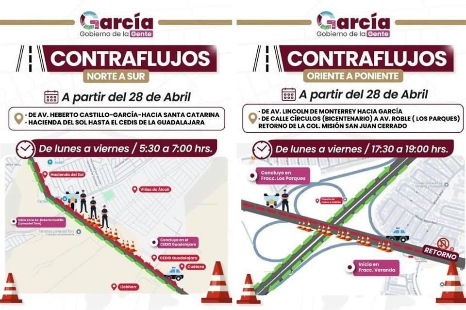 Los contraflujos serán durante horas picos.