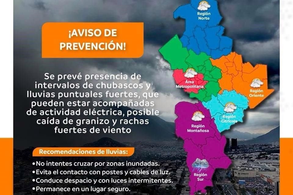 Protección Civil lanzó el aviso meteorológico con información de Conagua.