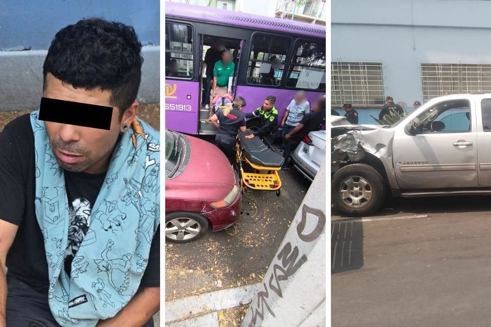 Como resultado chocó contra siete vehículos, atropelló a una persona, dejó a otra más herida, y disparó contra policías.