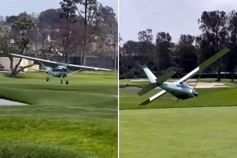 Avioneta aterriza de emergencia en el Riviera Country Club de LA.