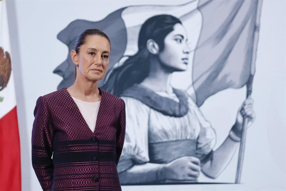 La Presidenta Claudia Sheinbaum durante su conferencia diaria el 2 de mayo del 2025.