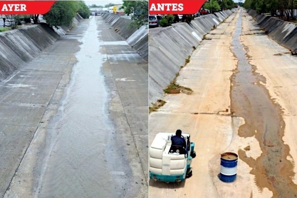 Precipitaciones originaron una pequeña corriente en un tramo del lecho del canal, justo por donde corrió el cloruro ferroso y el ácido derramado por la empresa.