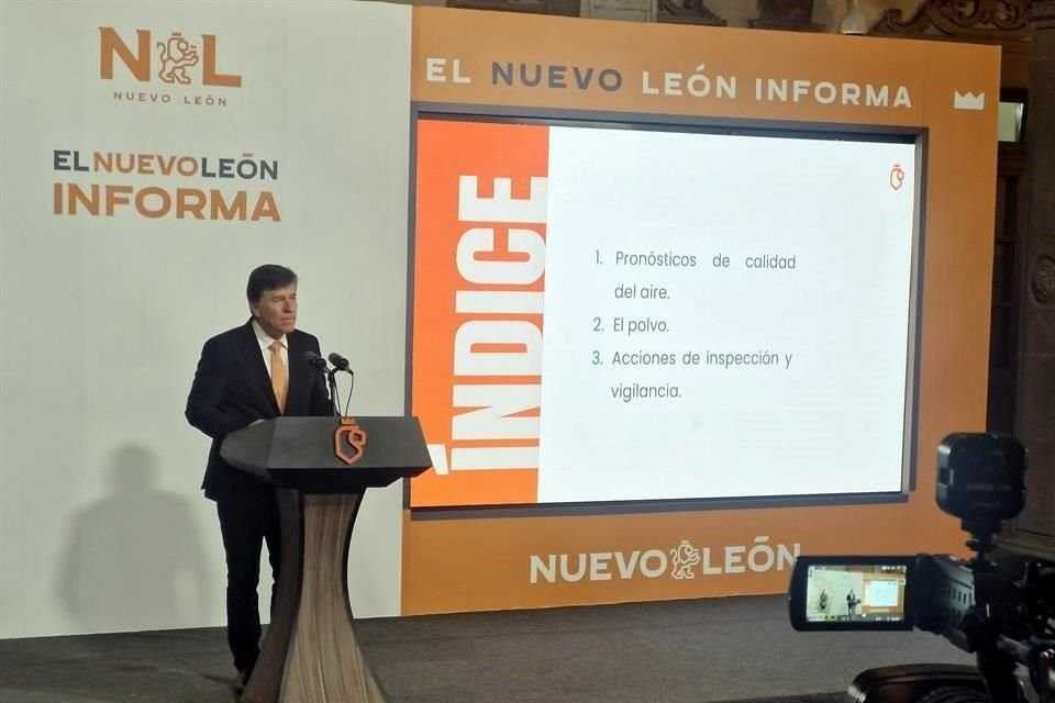 Alfonso Martínez Muñoz, titular de la Secretaría del Medio Ambiente, señaló que el polvo del Sahara normalmente contiene elementos como el aluminio, silicio y hierro.