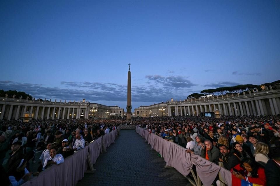 Faithful gathered in St. Peter's Square on May 7 awaiting the release of smoke from the Sistine Chapel.