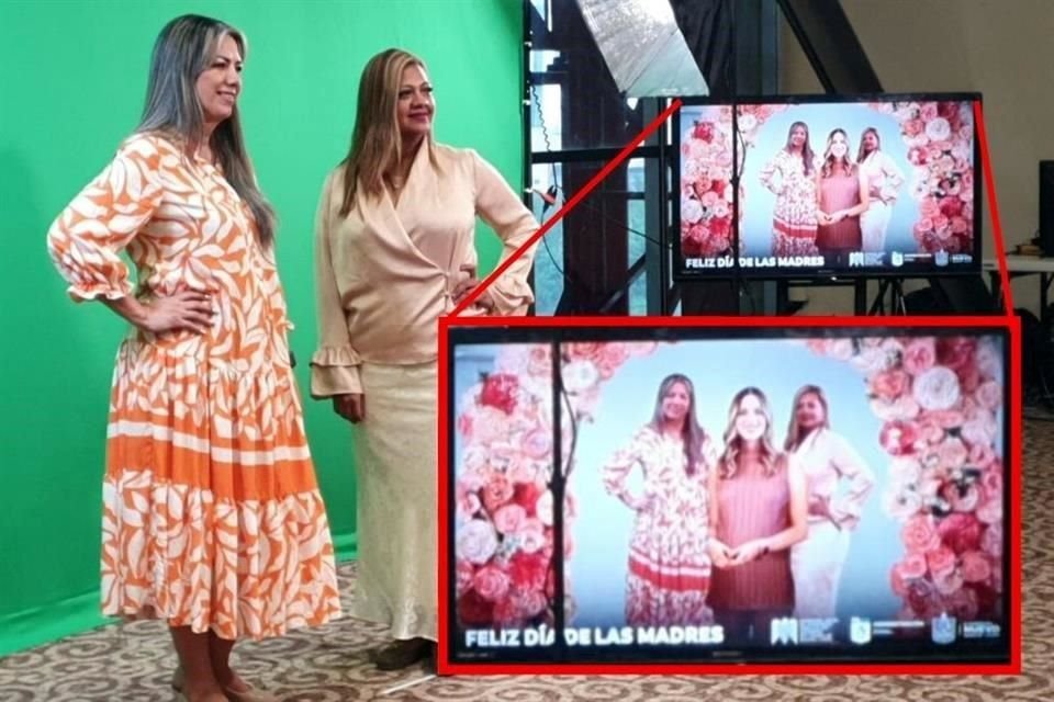 Las mujeres posaban solas frente a una pantalla verde y digitalmente se añadía la imagen de Mariana Rodríguez.
