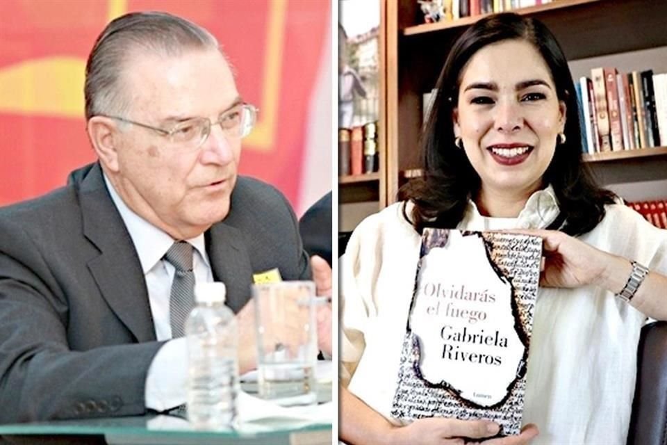 Gregorio Farías Longoria, ex Rector de la UANL, y Gabriela Riveros, autora de 'Olvidarás el fuego'.