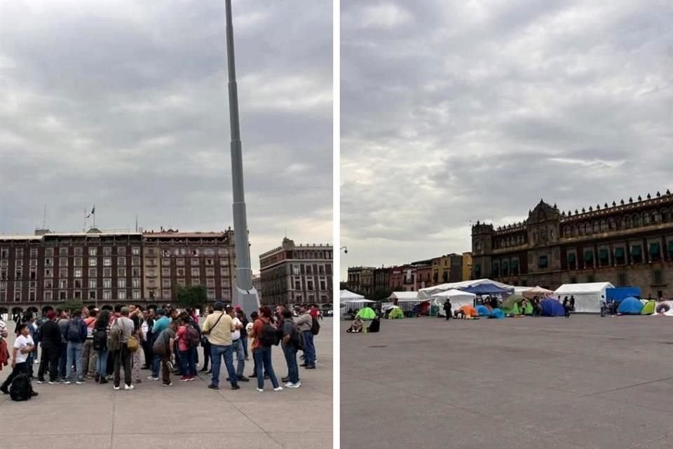 Grupos de docentes se concentraron desde temprano en el Zócalo capitalino.