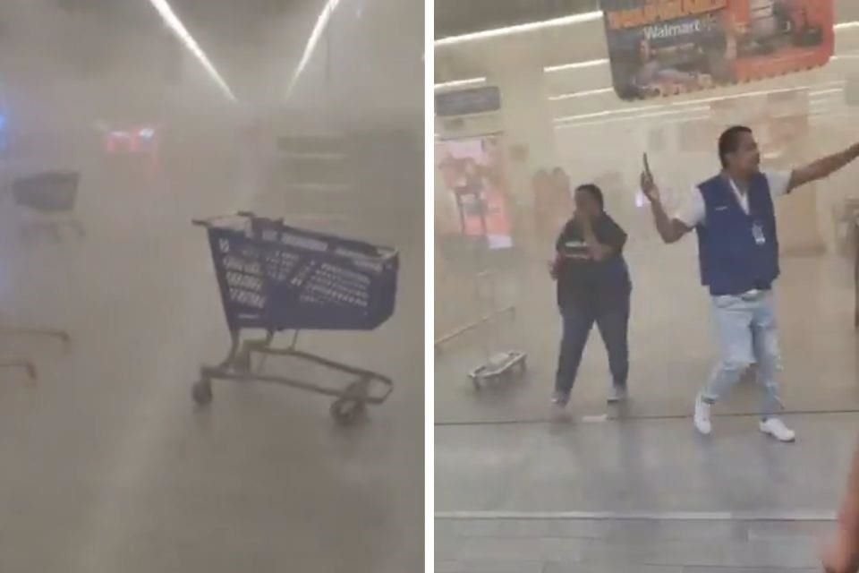 Personas que se encontraban en el centro comercial notaron que un humo blanco se esparció por toda la plaza.